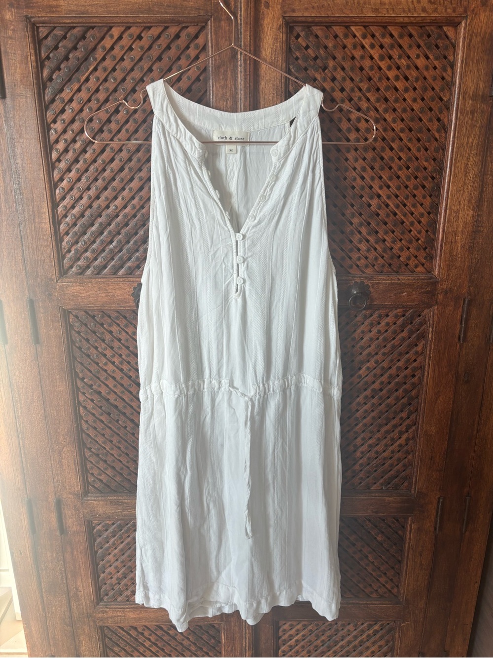 ANTHROPOLOGIE x PILCRO White Sleeveless Button-Front Mini Dress